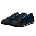 Dot Shift in Cobalt Blue Canvas Lowtops (black pair angled)