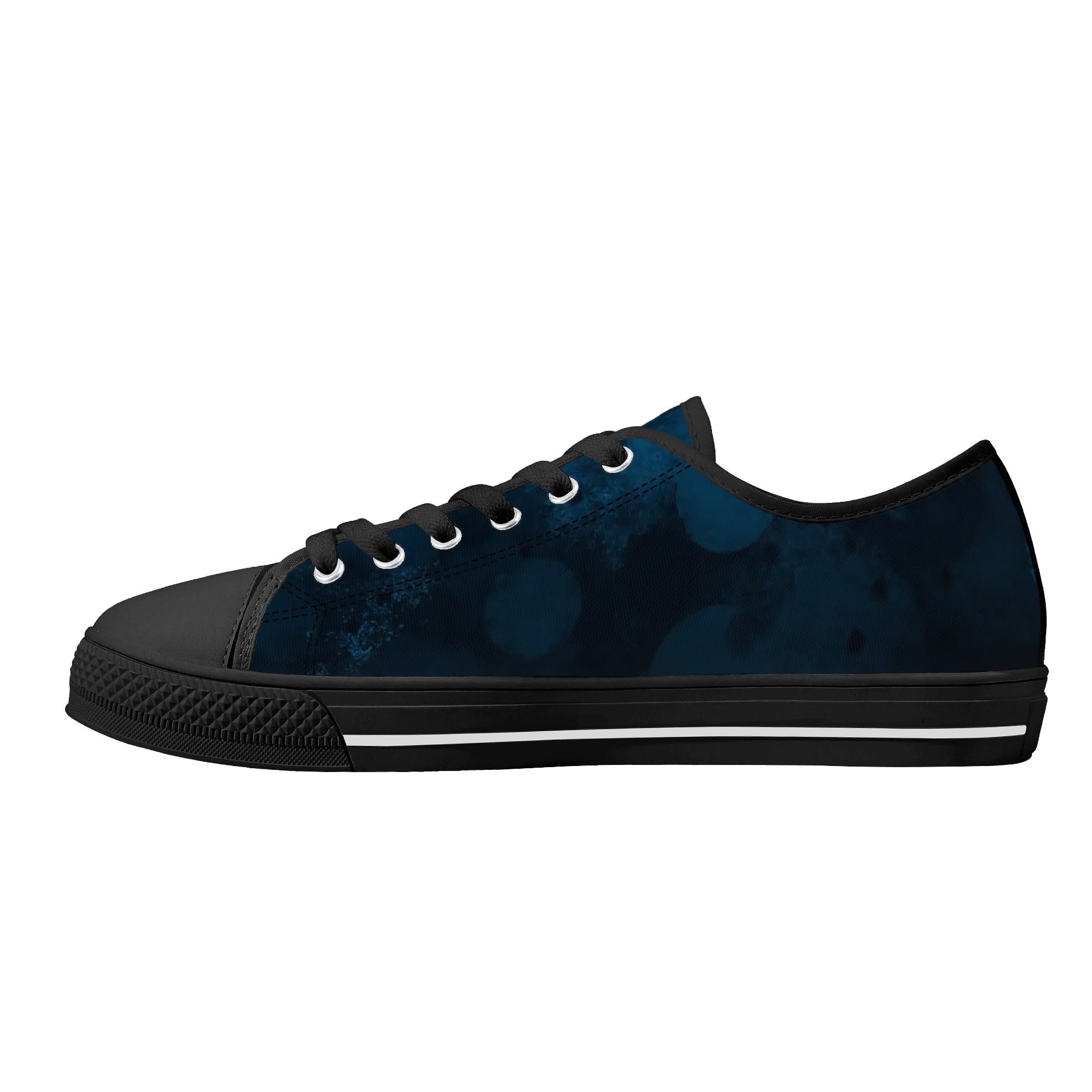 Dot Shift in Cobalt Blue Canvas Lowtops (black right inside)