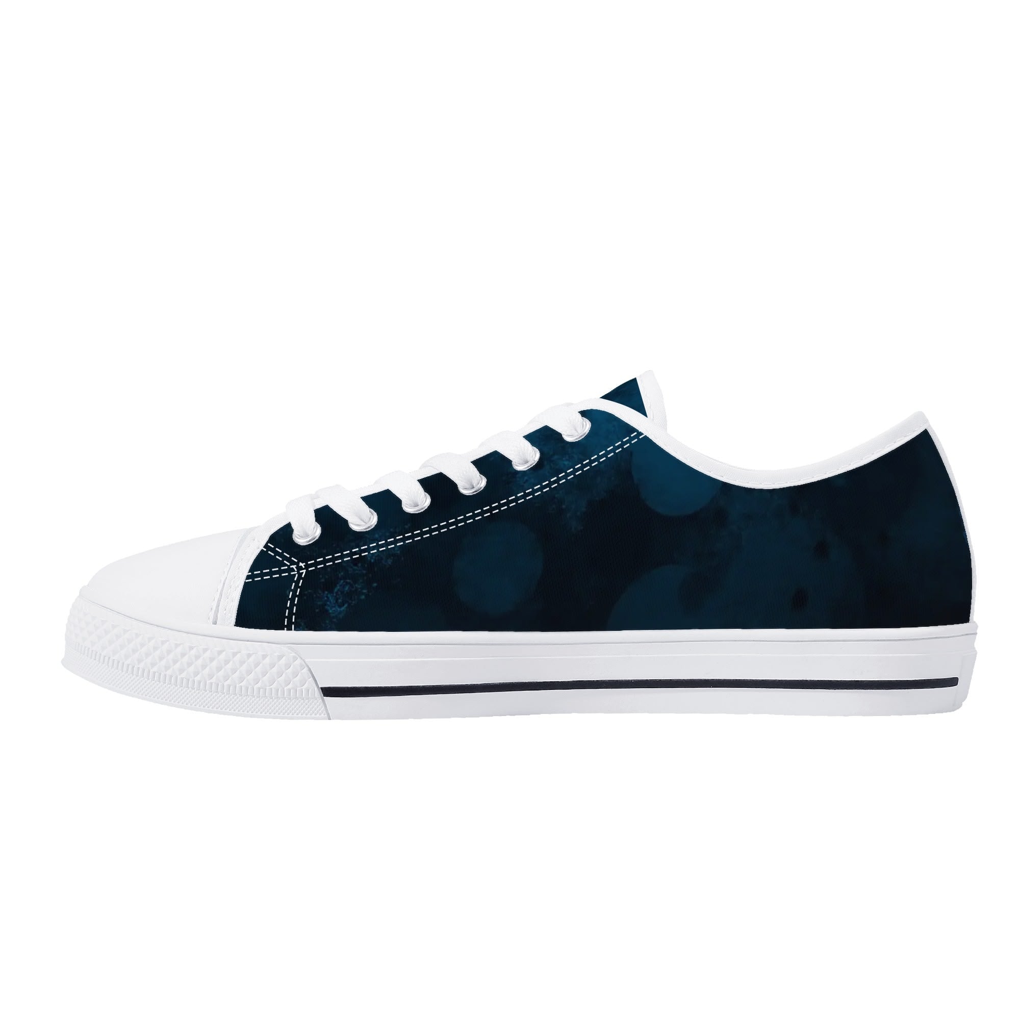 Dot Shift in Cobalt Blue Canvas Lowtops (white right inside)