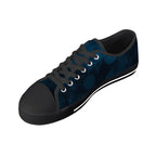 Dot Shift in Cobalt Blue Canvas Lowtops (black right above angled)