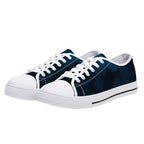 Dot Shift in Cobalt Blue Canvas Lowtops (white pair angled)