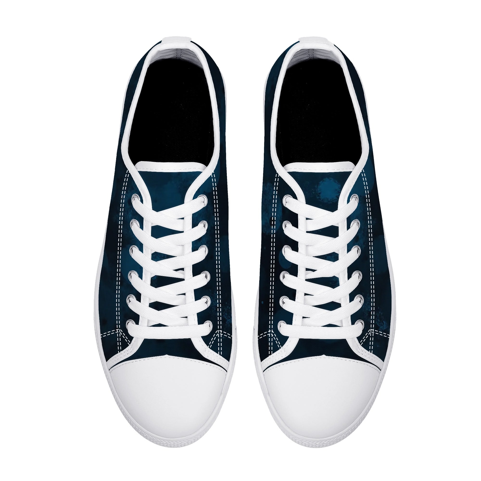 Dot Shift in Cobalt Blue Canvas Lowtops (white pair top)