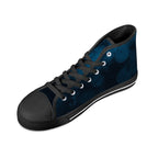 Dot Shift in Cobalt Blue Canvas Hightops (black right above angled)