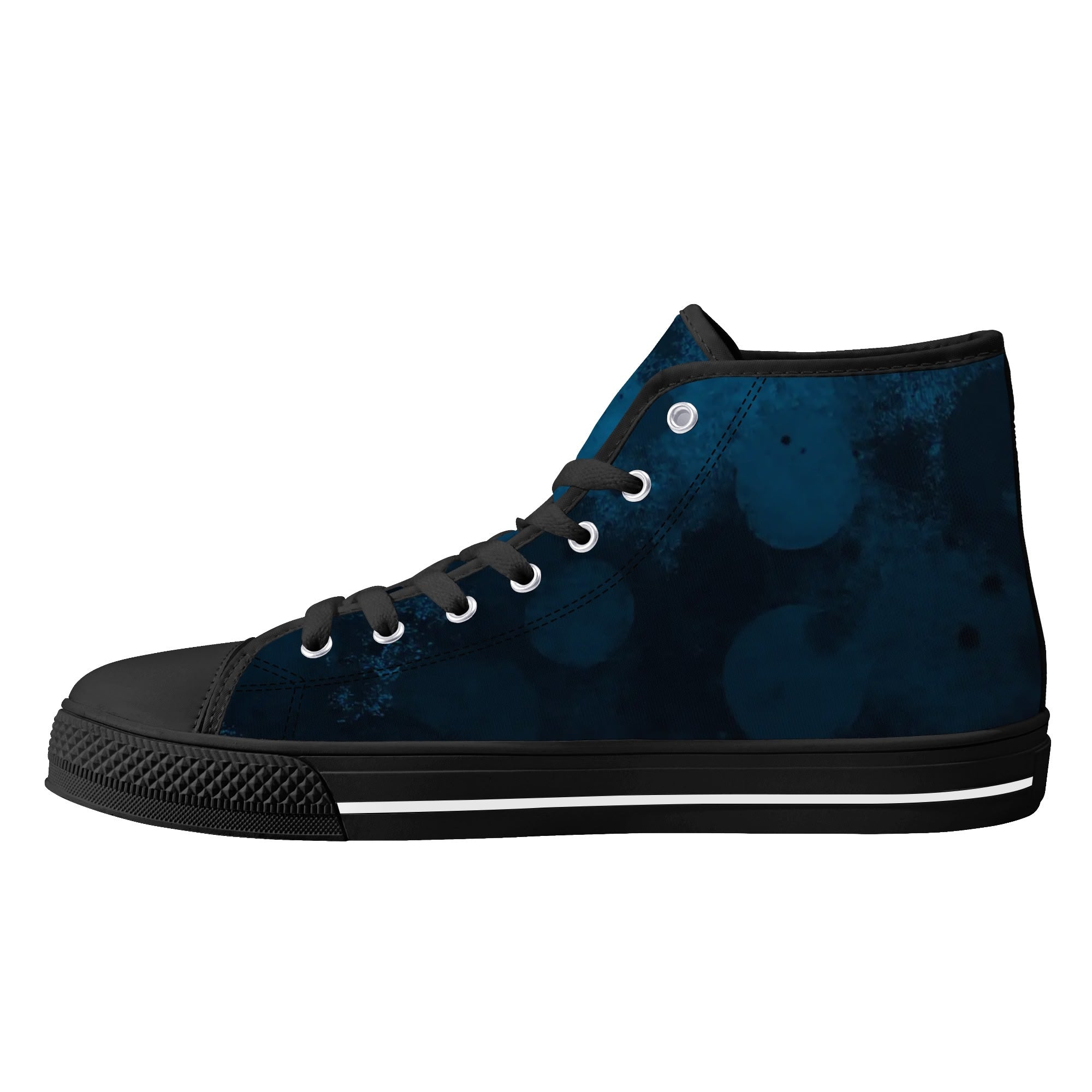 Dot Shift in Cobalt Blue Canvas Hightops (black right inside)