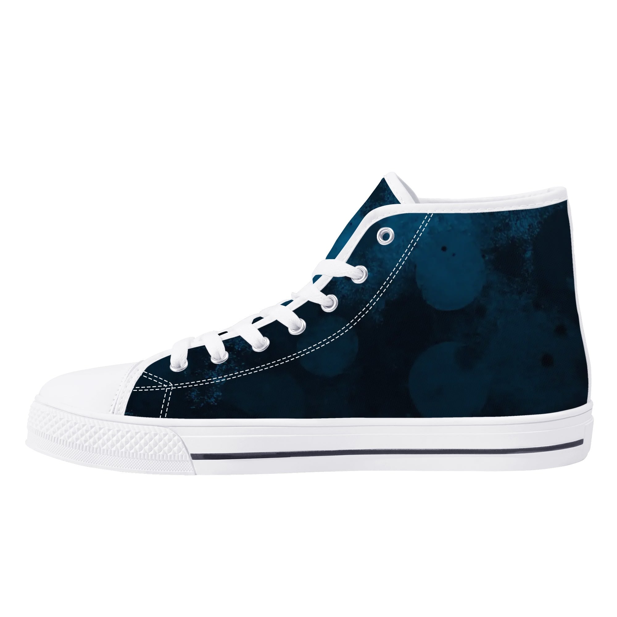 Dot Shift in Cobalt Blue Canvas Hightops (white right inside)