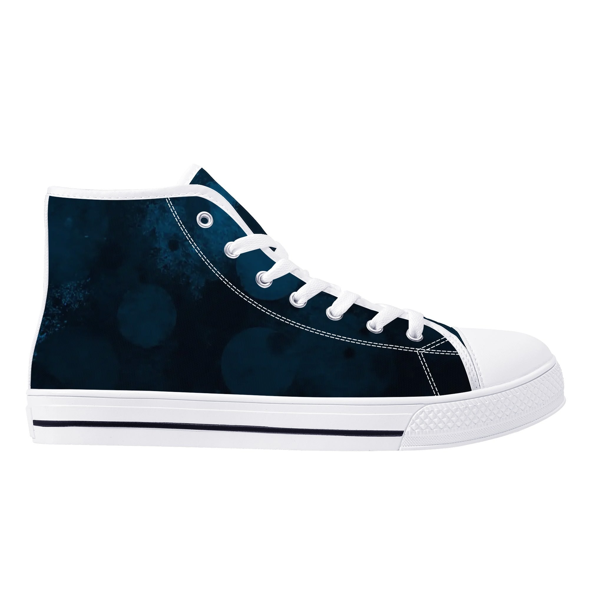 Dot Shift in Cobalt Blue Canvas Hightops (white right outside)