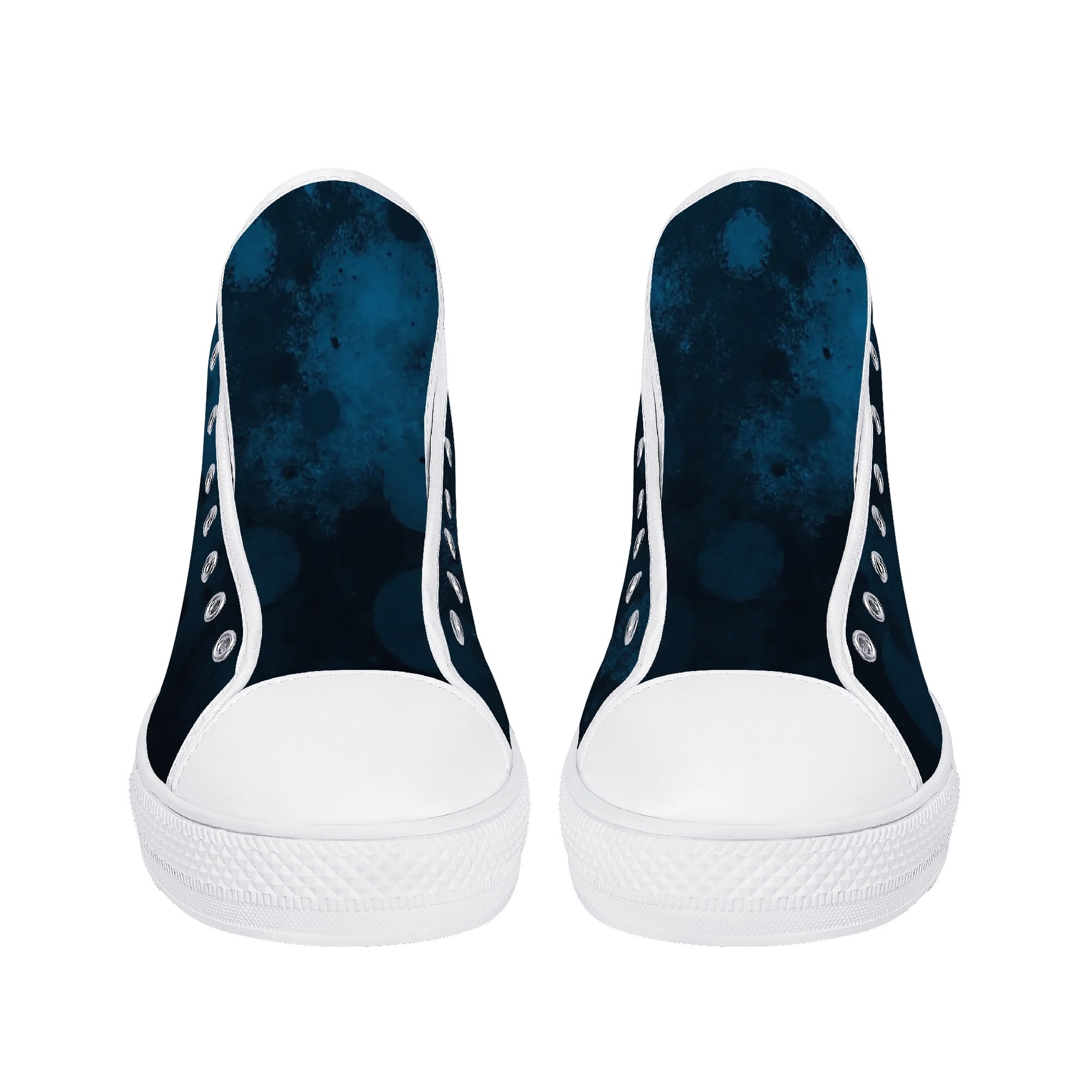 Dot Shift in Cobalt Blue Canvas Hightops (white pair front)