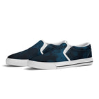 Dot Shift in Cobalt Blue Canvas Slipons (white pair angled)