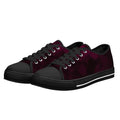 Dot Shift in Burgundy Canvas Lowtops (black pair angled)