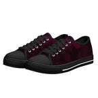 Dot Shift in Burgundy Canvas Lowtops (black pair angled)