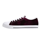 Dot Shift in Burgundy Canvas Lowtops (white left outside)