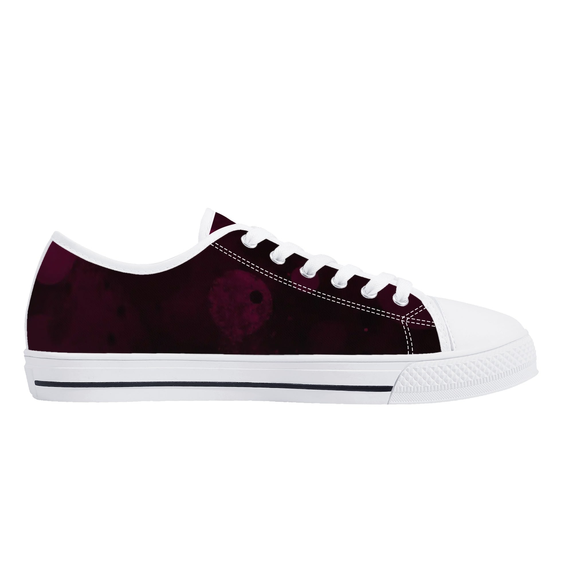 Dot Shift in Burgundy Canvas Lowtops (white left inside)