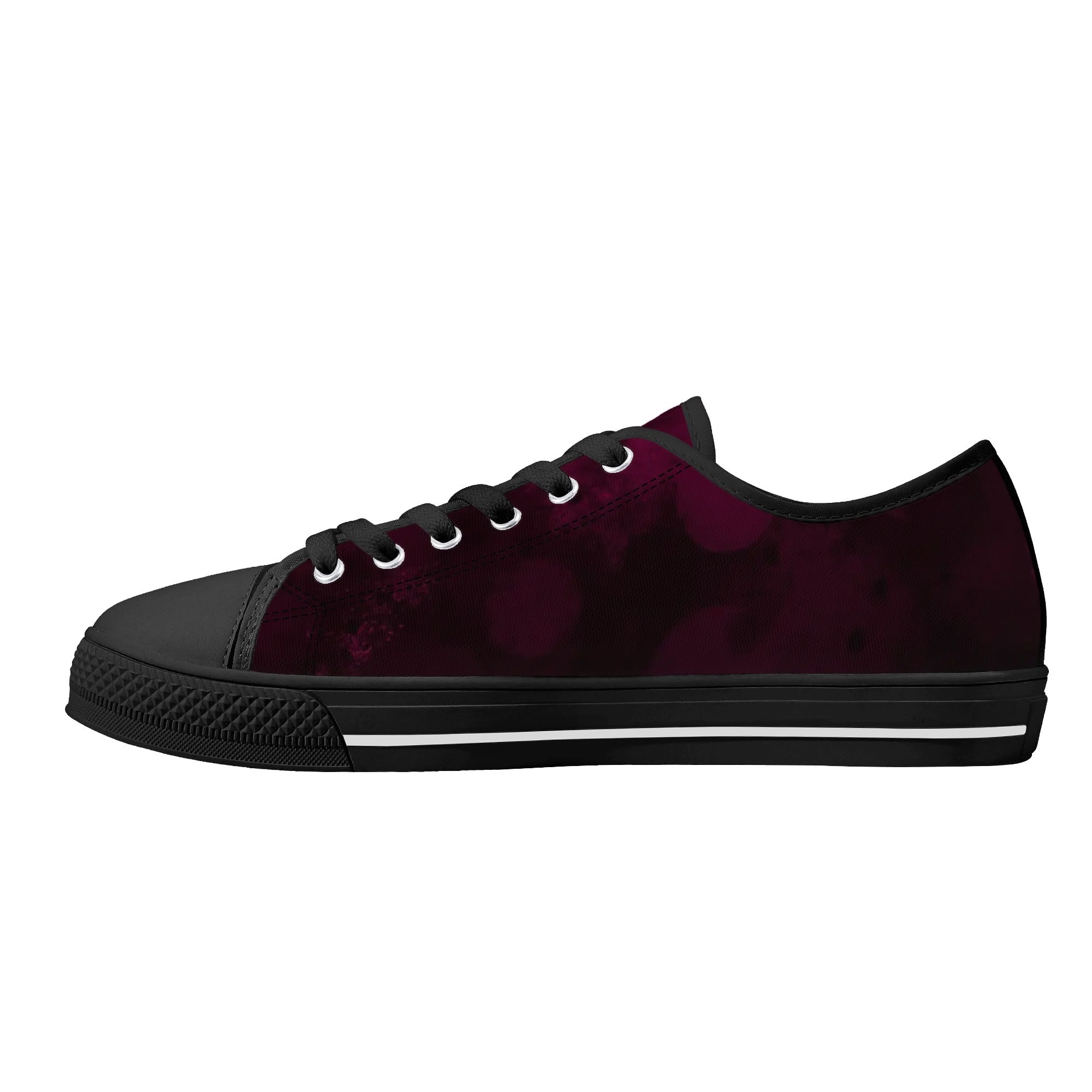 Dot Shift in Burgundy Canvas Lowtops (black right inside)