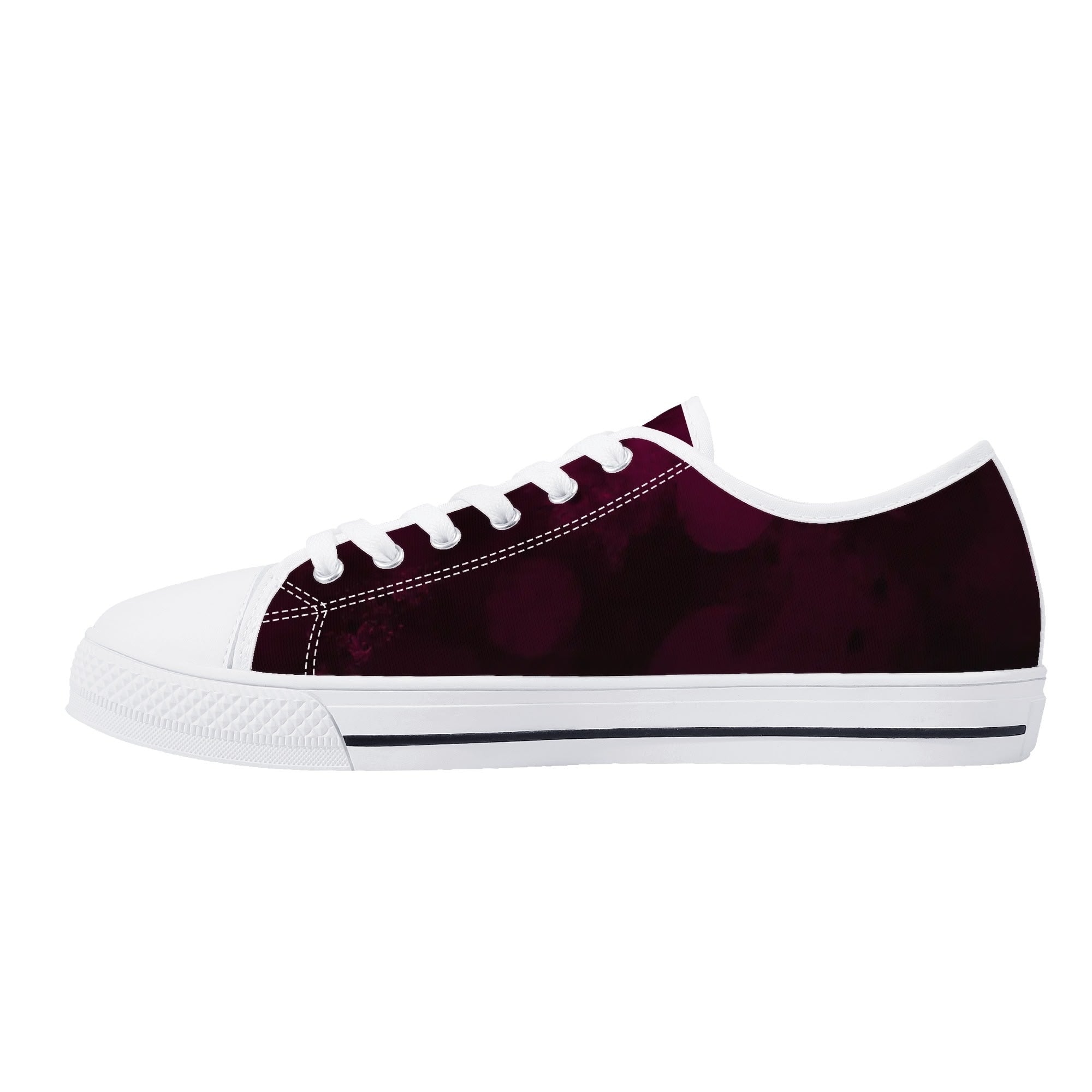 Dot Shift in Burgundy Canvas Lowtops (white right inside)