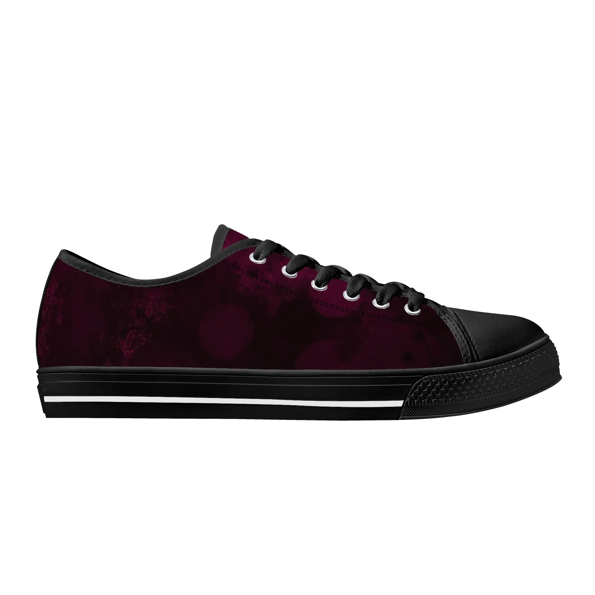 Dot Shift in Burgundy Canvas Lowtops (black right outside)