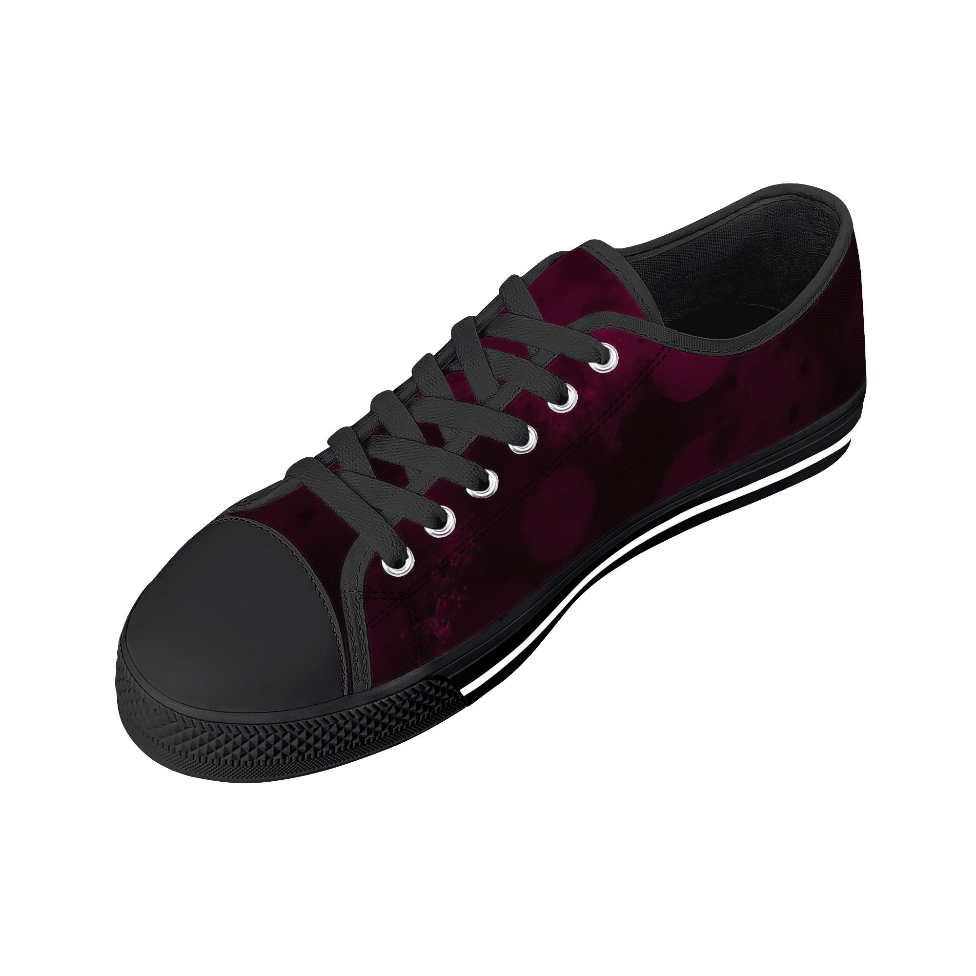 Dot Shift in Burgundy Canvas Lowtops (black right above angled)