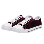 Dot Shift in Burgundy Canvas Lowtops (white pair angled)