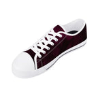 Dot Shift in Burgundy Canvas Lowtops (white right above angled)