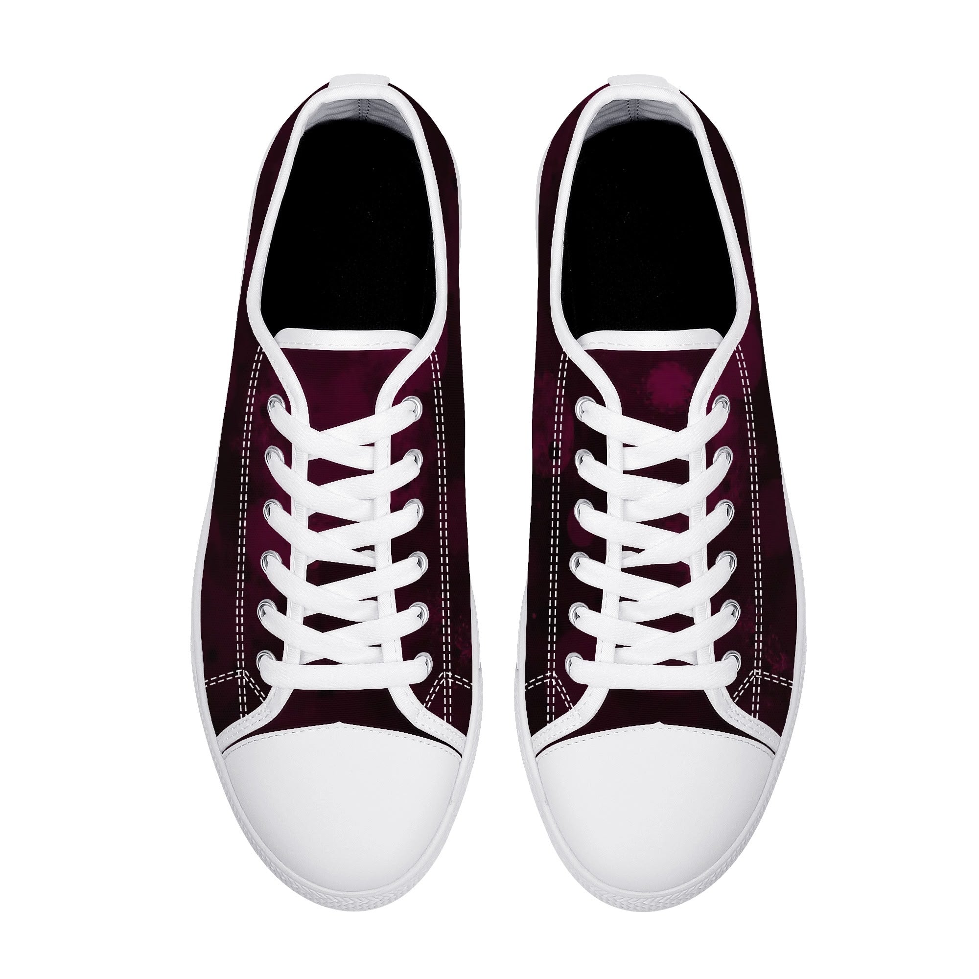 Dot Shift in Burgundy Canvas Lowtops (white pair top)