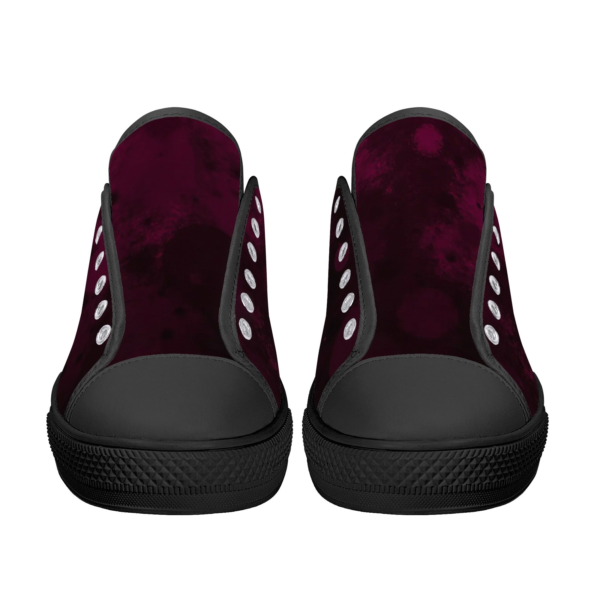 Dot Shift in Burgundy Canvas Lowtops (black pair front)