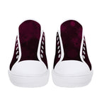 Dot Shift in Burgundy Canvas Lowtops (white pair front)