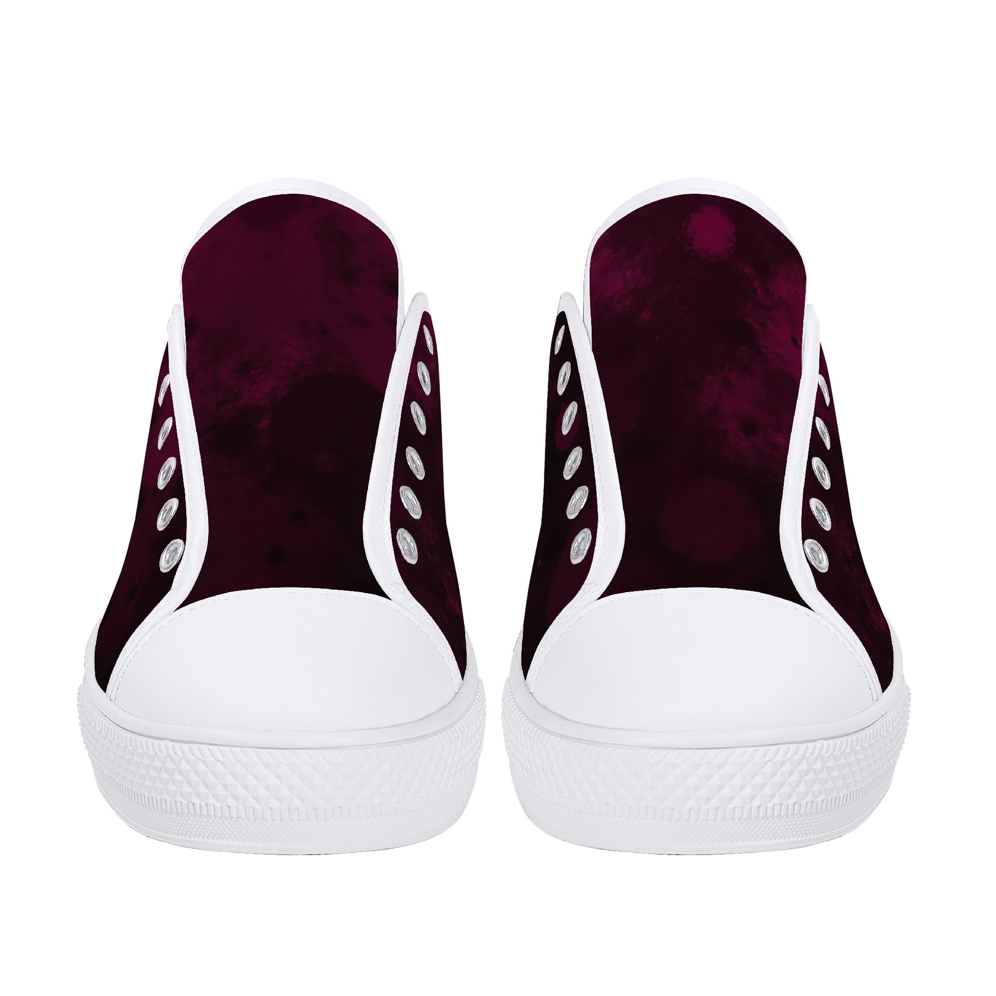 Dot Shift in Burgundy Canvas Lowtops (white pair front)