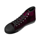 Dot Shift in Burgundy Canvas Hightops (black right above angled)