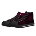 Dot Shift in Burgundy Canvas Hightops (black pair angled)