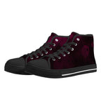 Dot Shift in Burgundy Canvas Hightops (black pair angled)