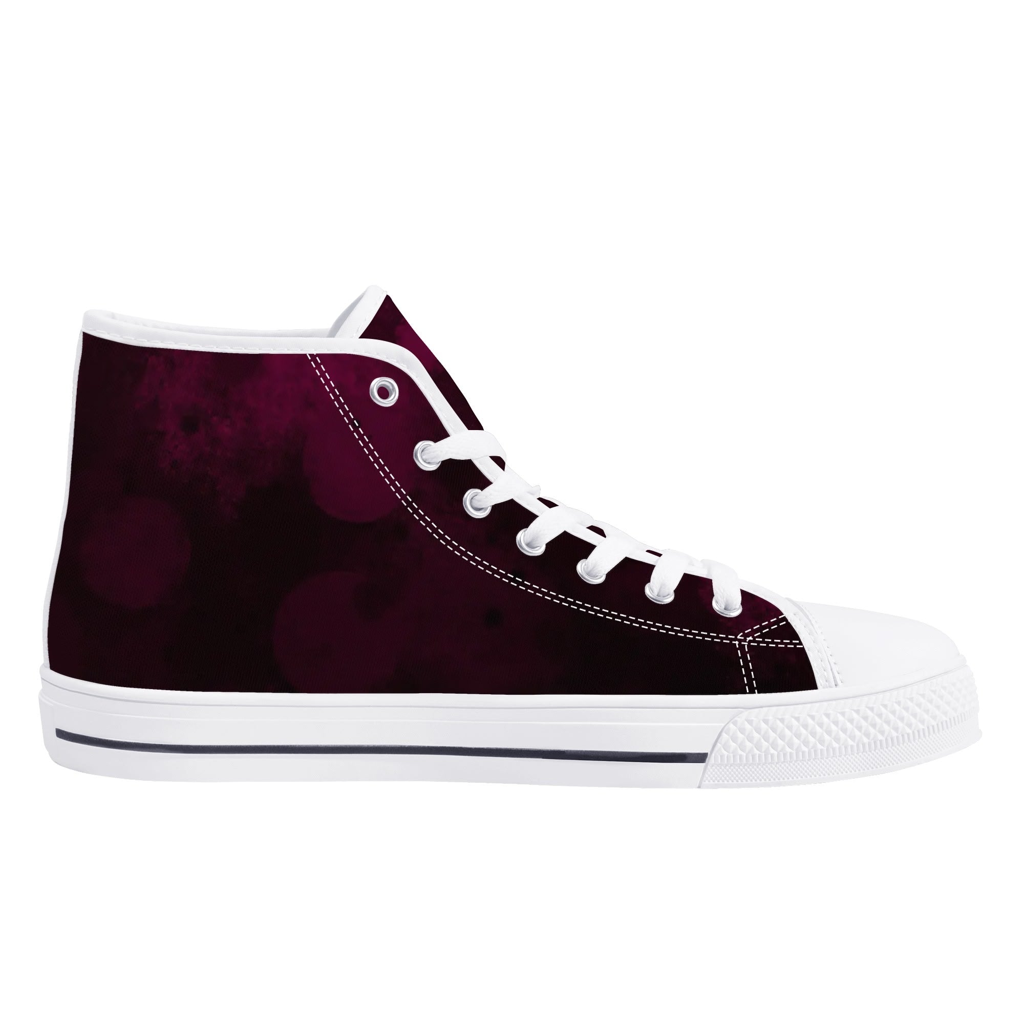 Dot Shift in Burgundy Canvas Hightops (white left inside)