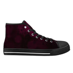 Dot Shift in Burgundy Canvas Hightops (black right outside)