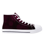 Dot Shift in Burgundy Canvas Hightops (white right outside)