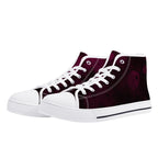 Dot Shift in Burgundy Canvas Hightops (white pair angled)