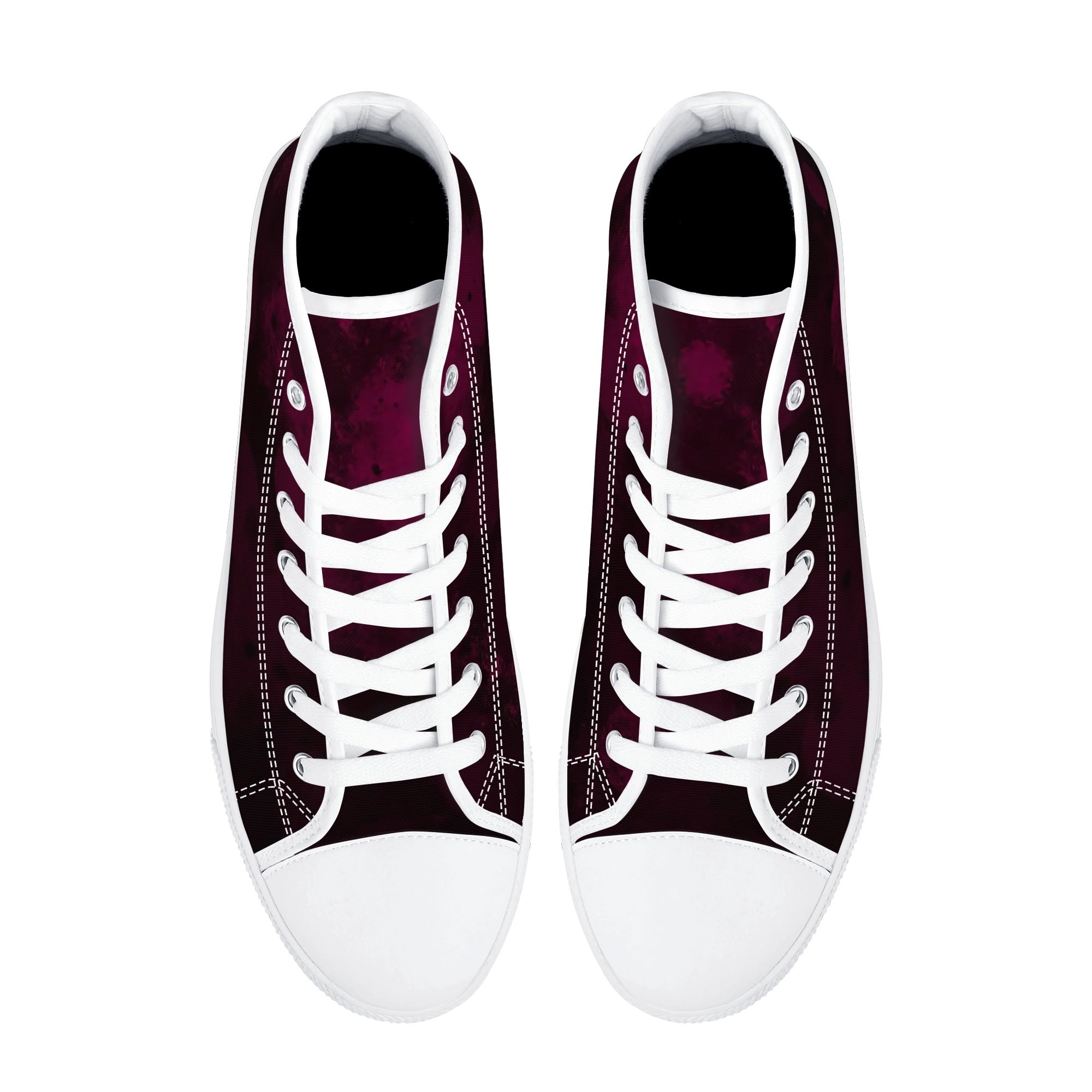 Dot Shift in Burgundy Canvas Hightops (white pair top)