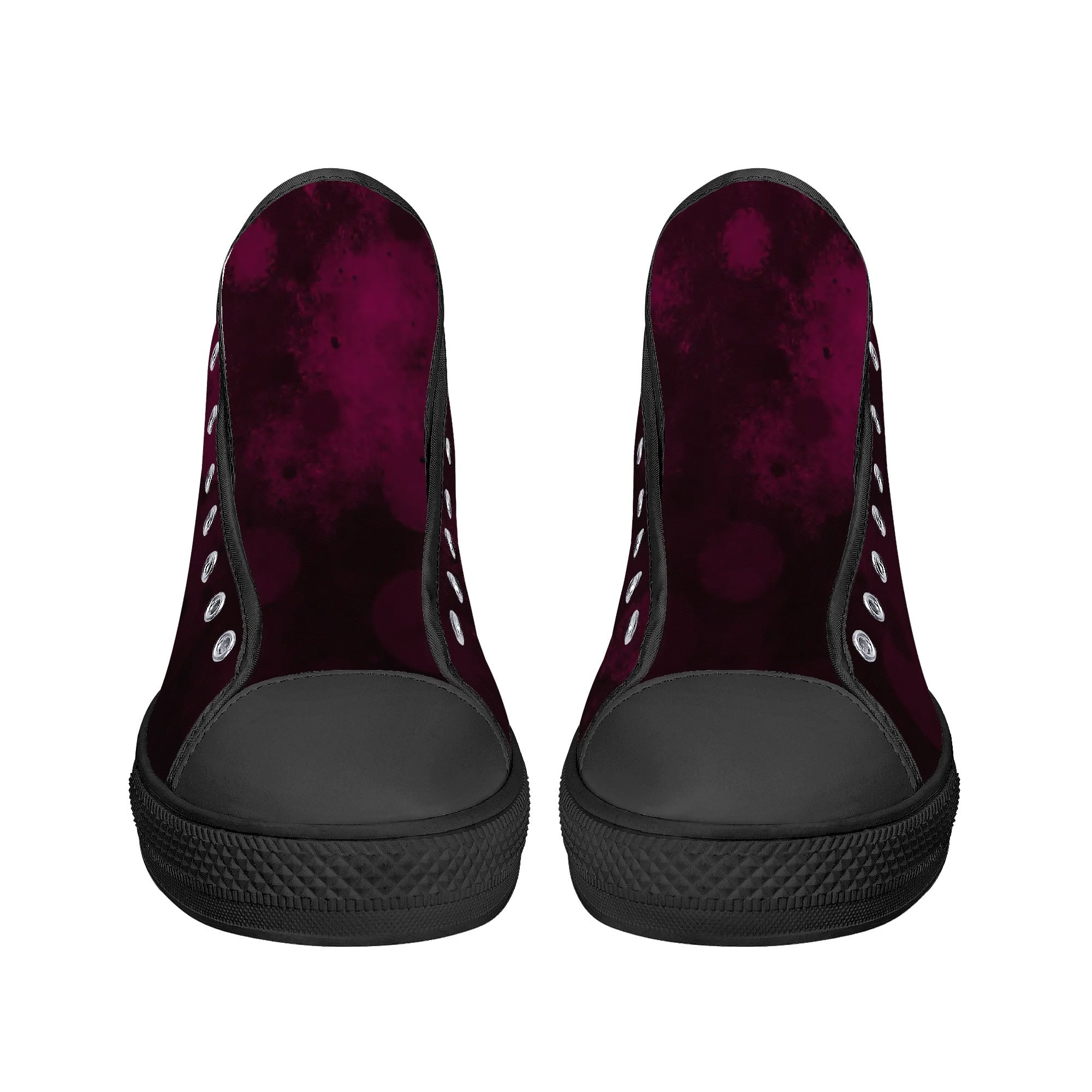 Dot Shift in Burgundy Canvas Hightops (black pair front)