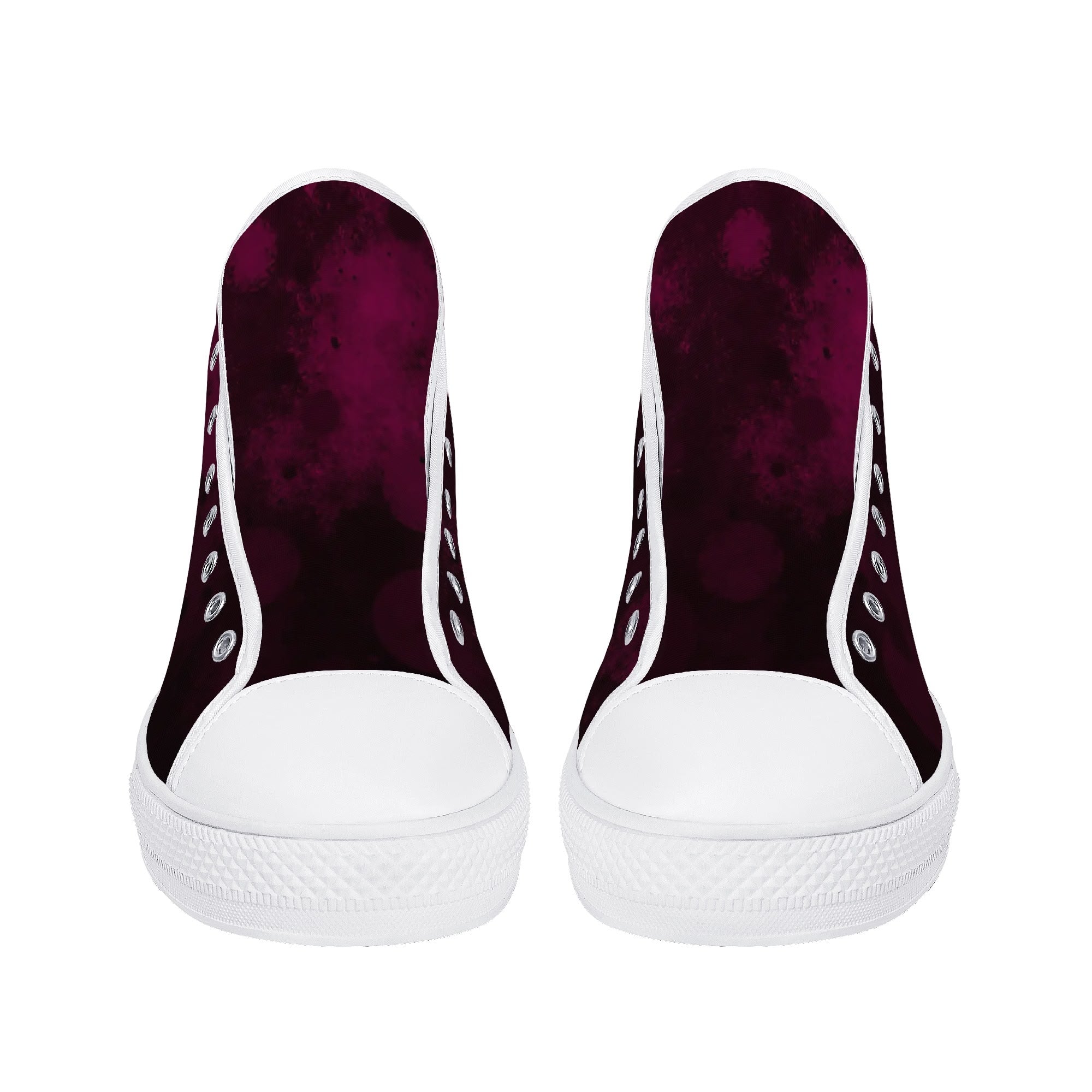 Dot Shift in Burgundy Canvas Hightops (white pair front)