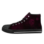 Dot Shift in Burgundy Canvas Hightops (black left outside)