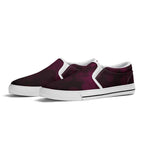 Dot Shift in Burgundy Canvas Slipons (white pair angled)