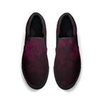 Dot Shift in Burgundy Canvas Slipons (black pair top)
