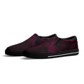 Dot Shift in Burgundy Canvas Slipons (black pair angled)