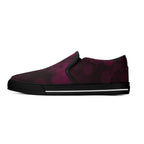 Dot Shift in Burgundy Canvas Slipons (black left outside)
