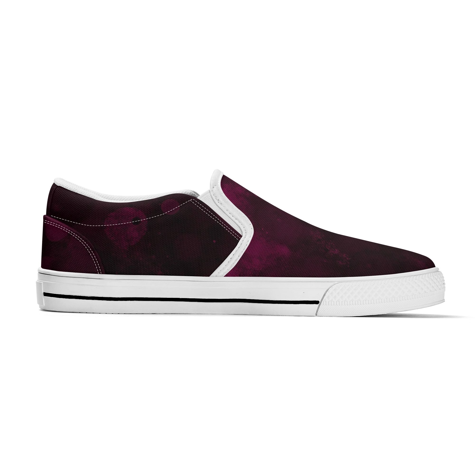 Dot Shift in Burgundy Canvas Slipons (white left inside)