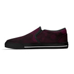 Dot Shift in Burgundy Canvas Slipons (black right inside)