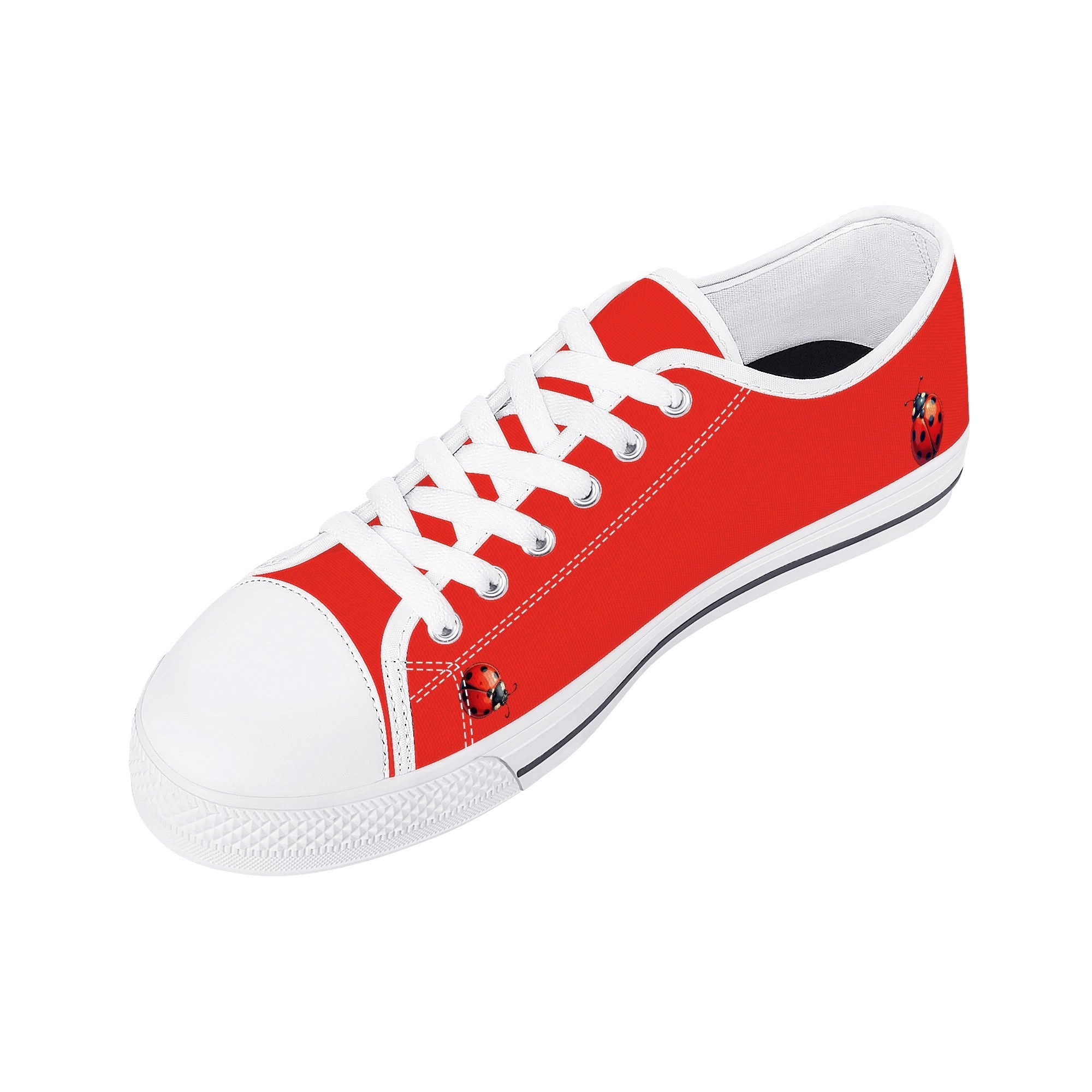 Ladybug Canvas Lowtops (white right above angled)