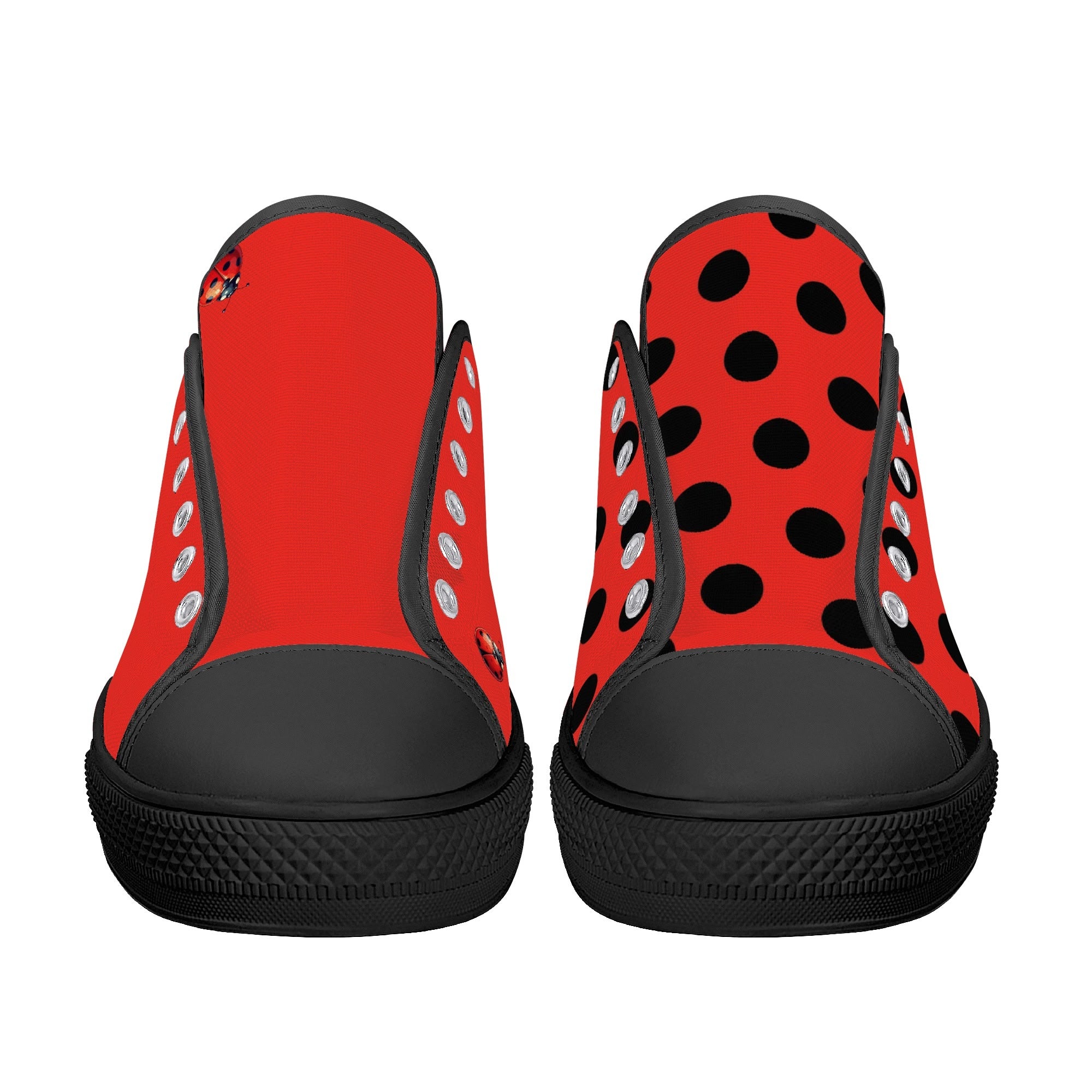 Ladybug Canvas Lowtops (black pair front)
