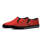 Ladybug Canvas Slipons (black pair angled)