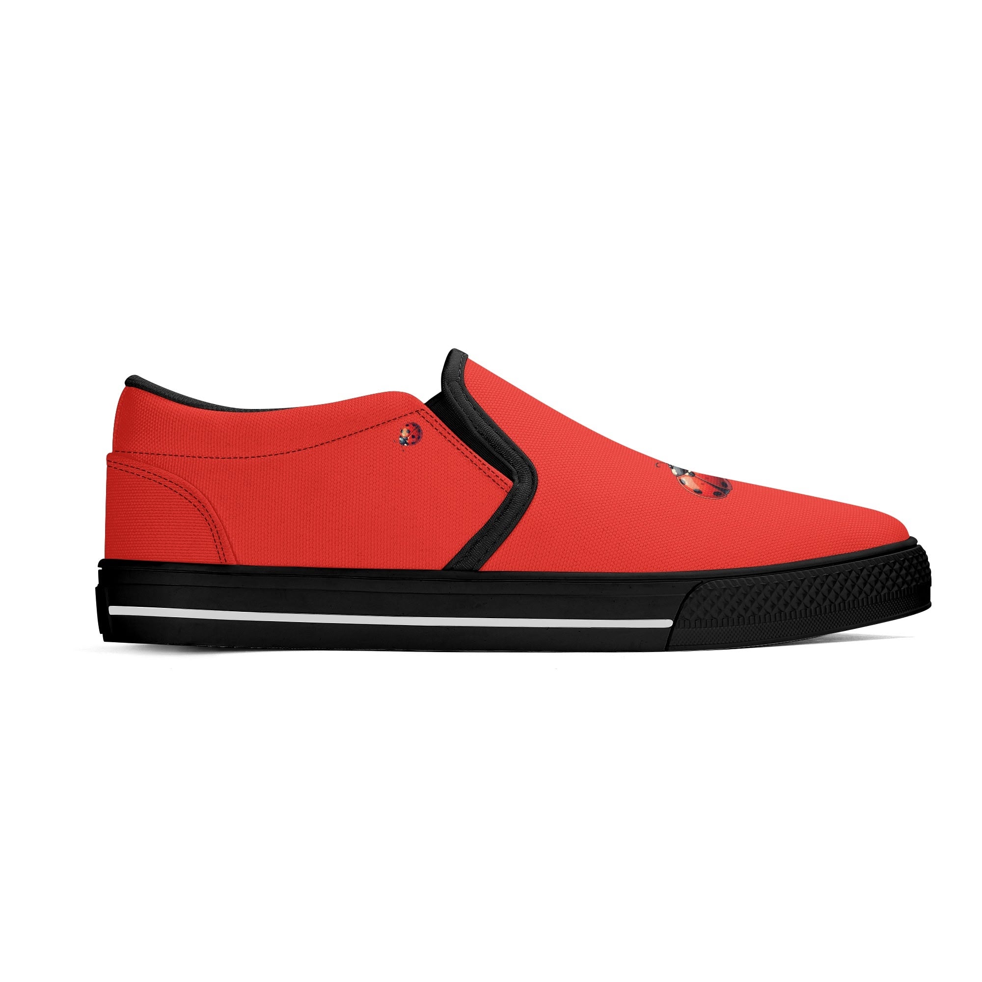Ladybug Canvas Slipons (black right outside)