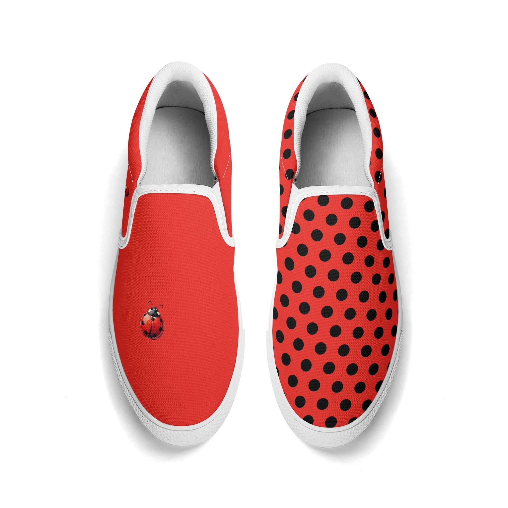 Ladybug Canvas Slipons (white pair top)