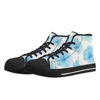 Floral Blue Porcelain Canvas Hightops (black pair angled)