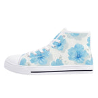 Floral Blue Porcelain Canvas Hightops (white left outside)